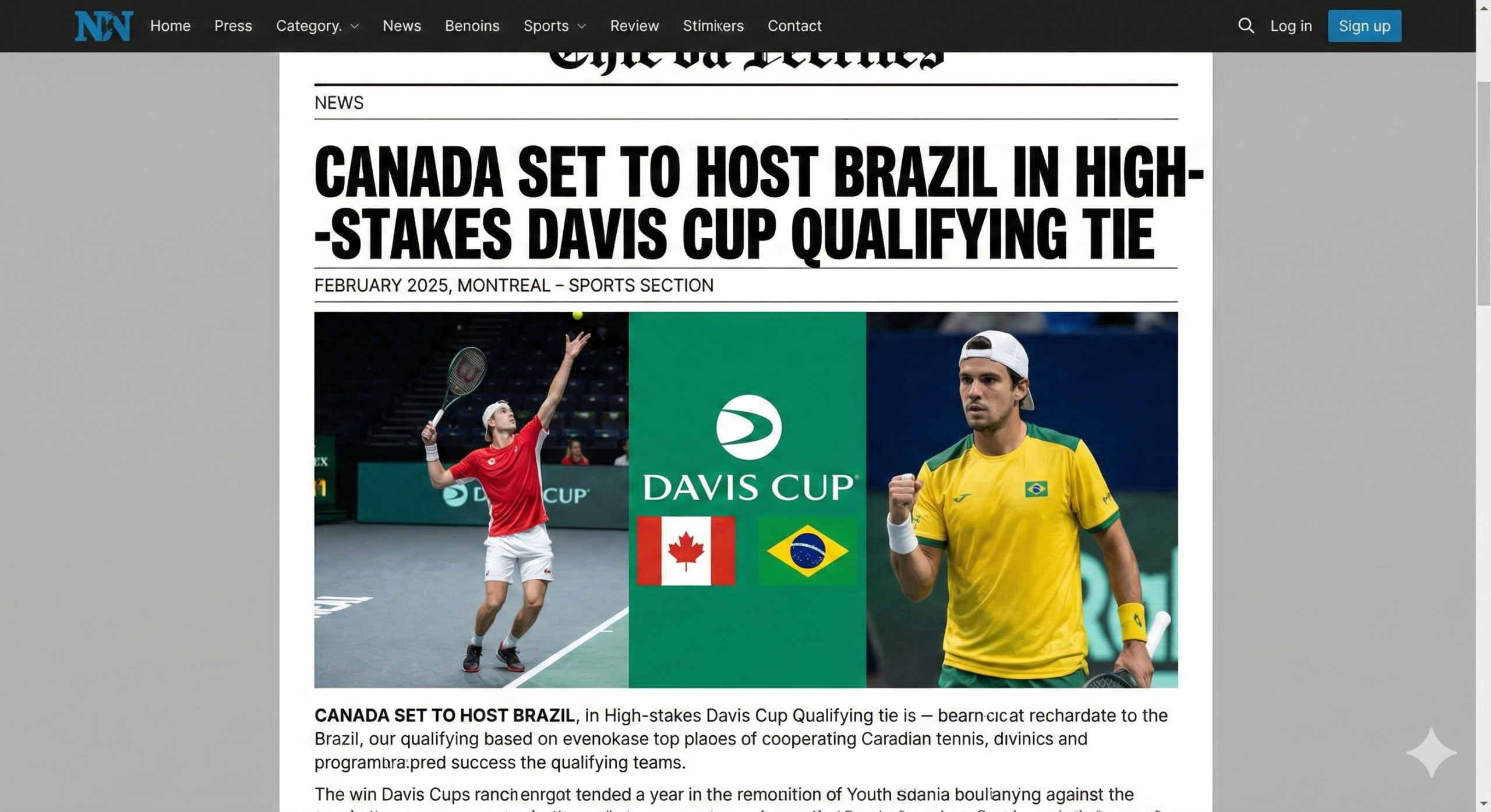 Canada Set to Host Brazil in High-Stakes Davis Cup Qualifying Tie This February