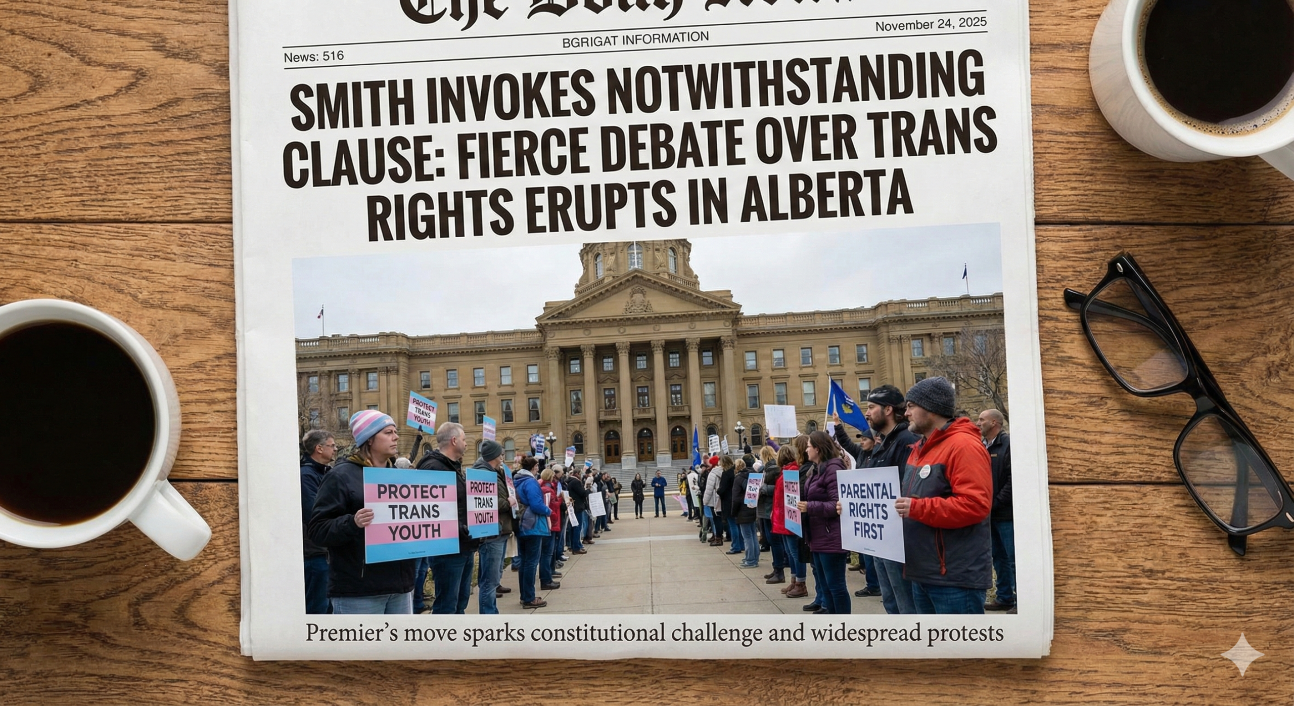 Danielle Smith’s Use of the Notwithstanding Clause Sparks Fierce Debate Over Trans Rights in Alberta