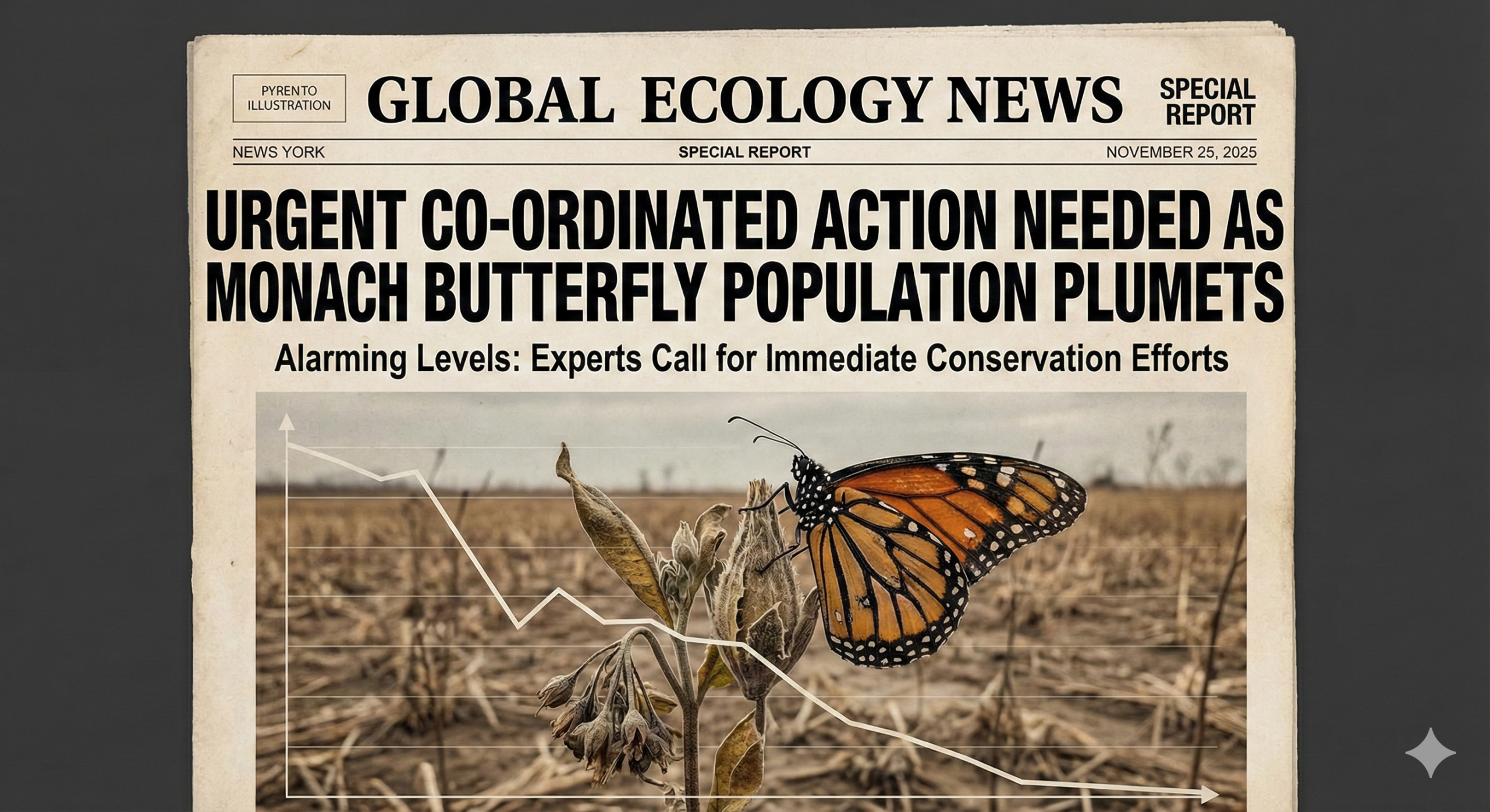 Urgent Co-ordinated Action Needed as Monarch Butterfly Population Plummets to Alarming Levels