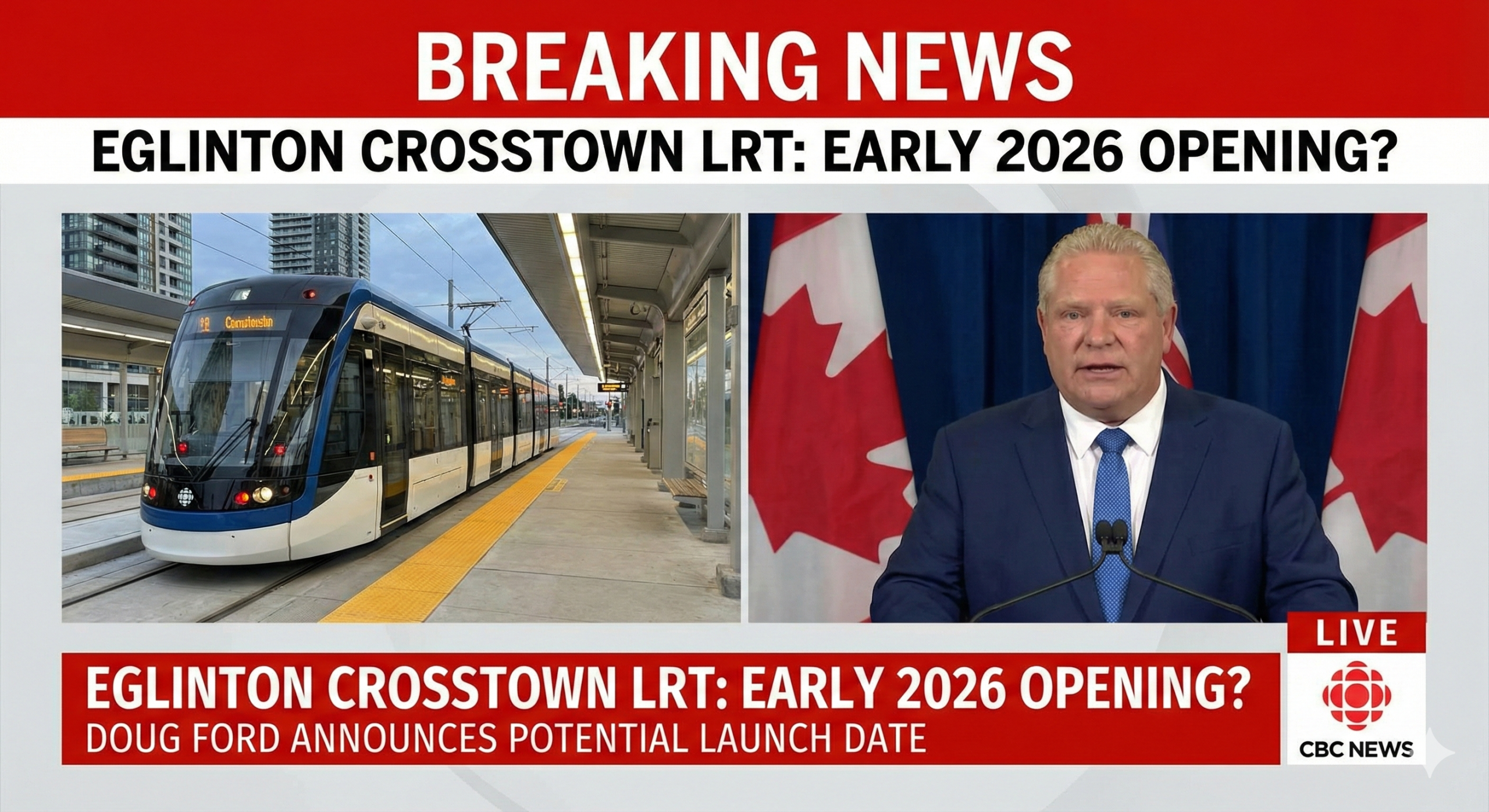 Eglinton Crosstown LRT Could Open in Early 2026, Says Doug Ford