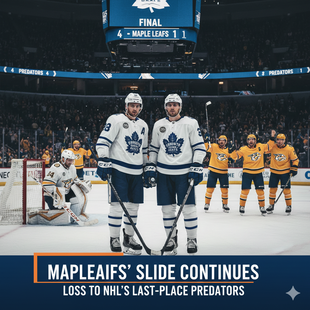 Maple Leafs’ Slide Deepens With Loss to NHL’s Last-Place Predators