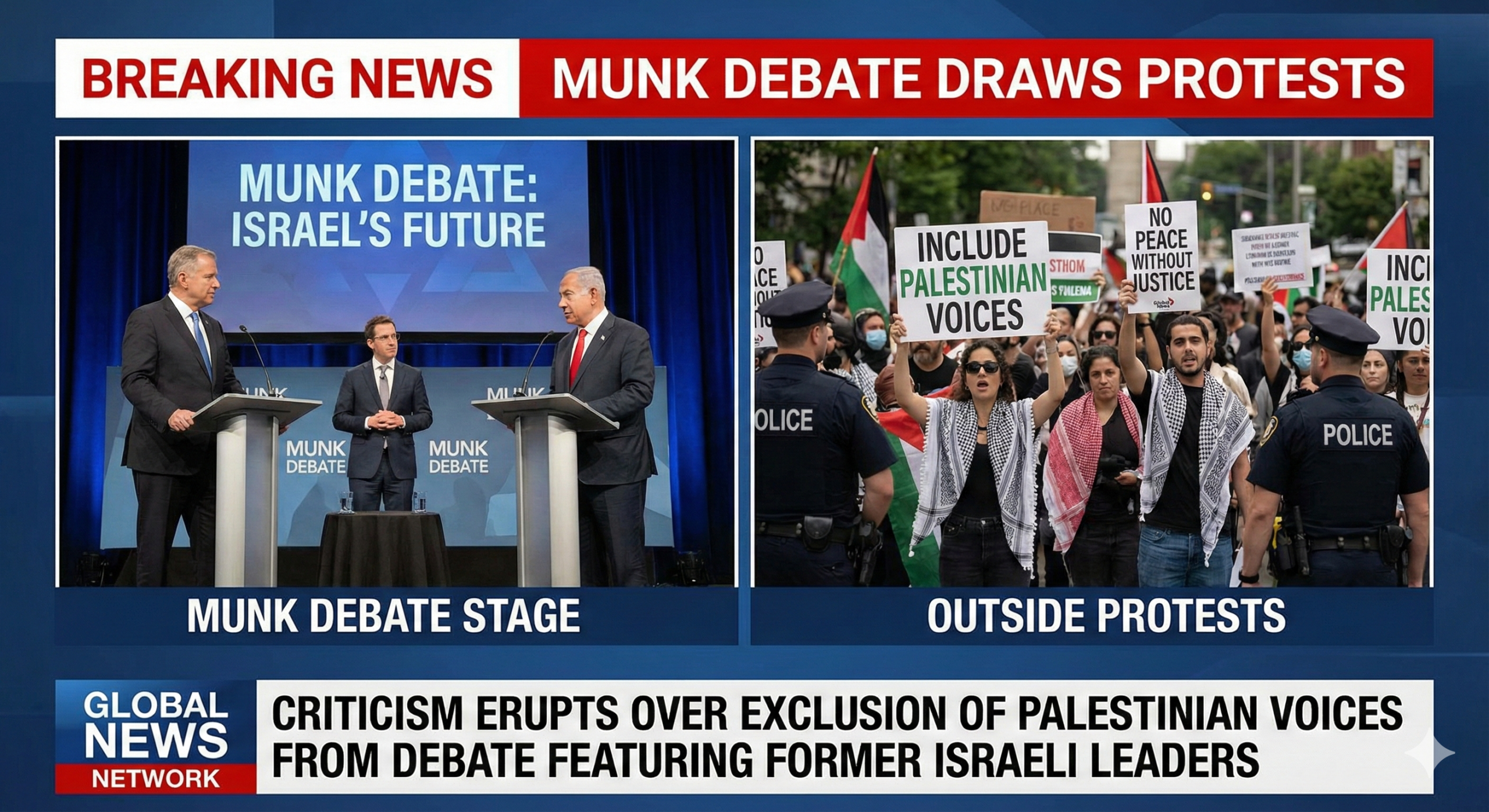 Munk Debate Featuring Former Israeli Leaders Draws Protests and Criticism Over Exclusion of Palestinian Voices
